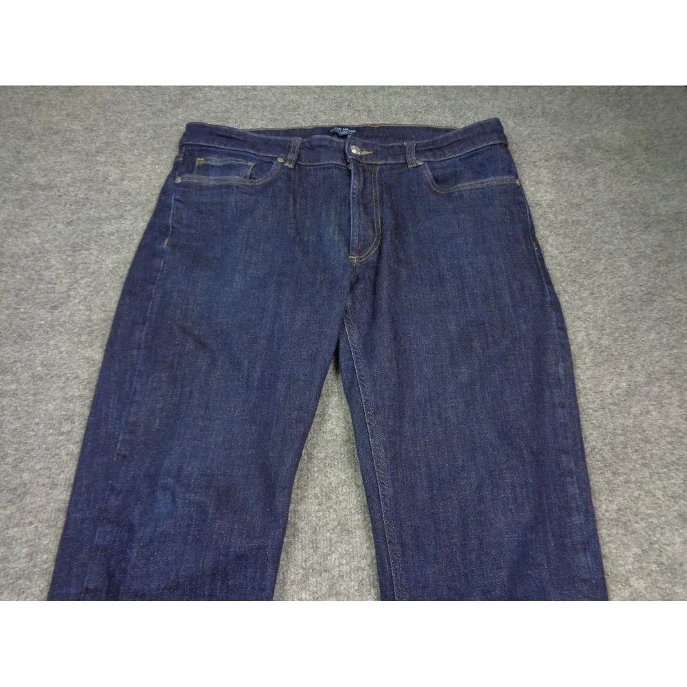 Peter Millar Crown Crafted Mens Dark Indigo Slim Straight Jeans 36x32 Blue